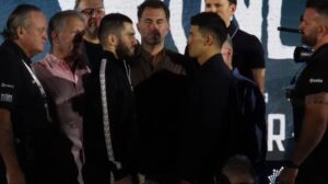 Artur Beterbiev and Dmitry Bivol face to face