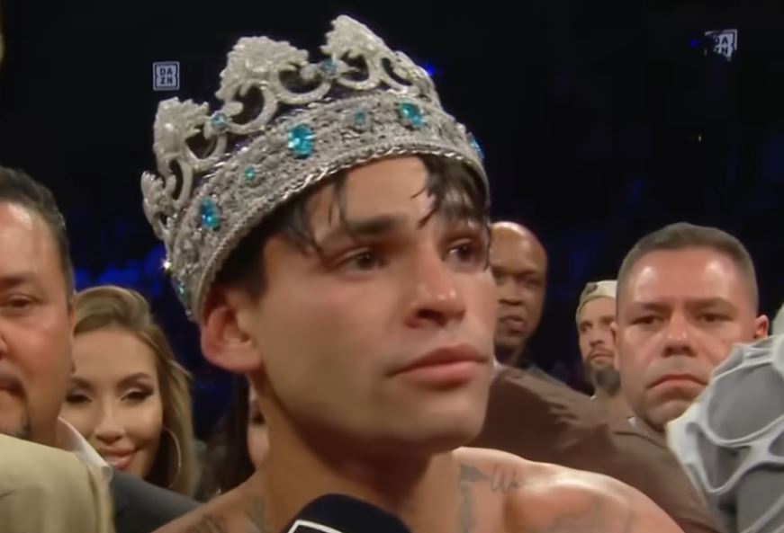 "KingRy" Ryan Garcia wearing Crown after Devin Haney fight