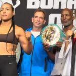 Cecilia Braekhus and Maricela Cornejo pose weigh in photos