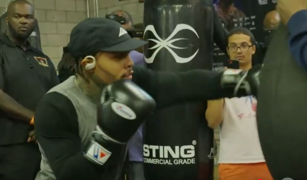 Boxing champ Gervonta Davis hitting heavybag