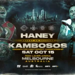 Devin Haney vs George Kambosos rematch fight poster october 15