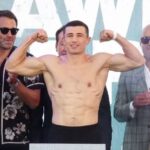 Israil Madrimov weigh in photo for Terence Crawford fight 2024