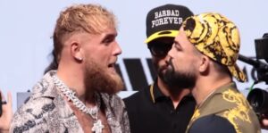 Jake Paul and Mike Perry staredown July 2024