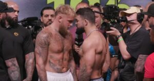 Jake Paul and Mike Perry head to head at weigh in