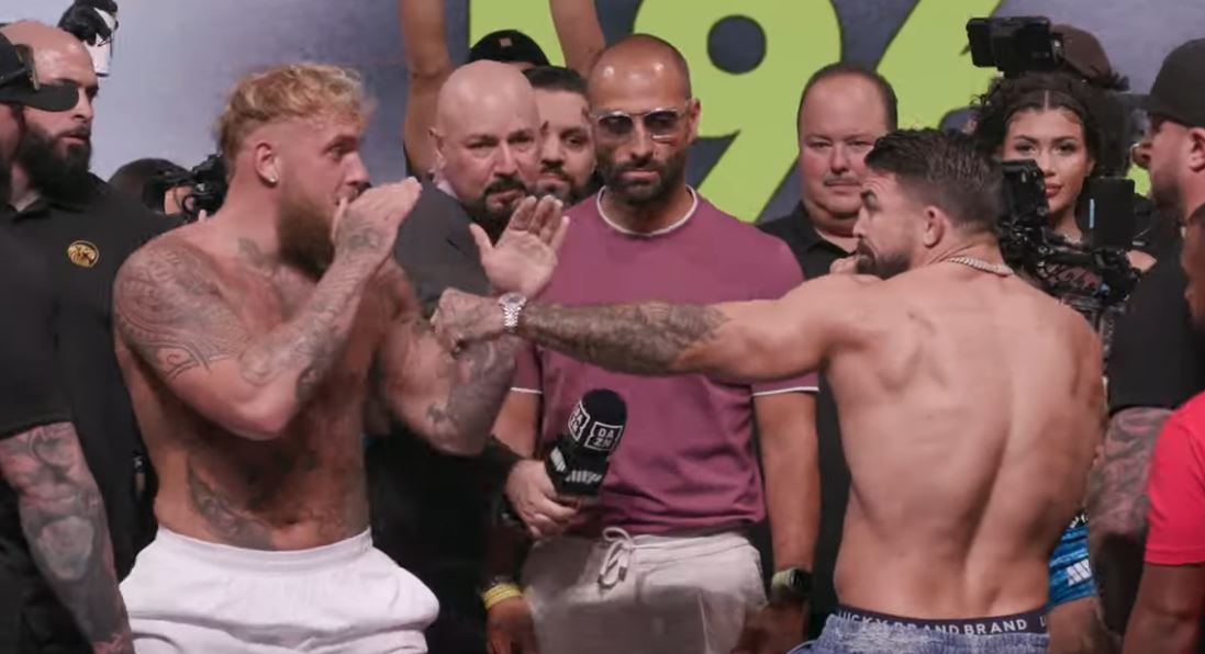 Jake Paul and Mike Perry face off at the weigh in