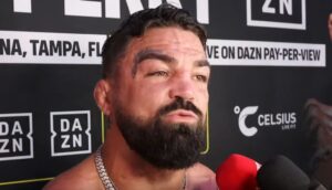 Mike Perry speaks to media for his boxing match with Jake Paul