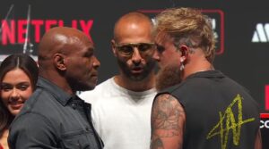 Mike Tyson and Jake Paul staredown