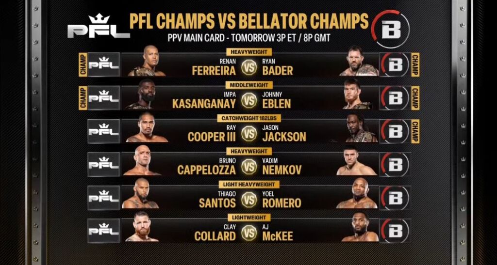 PFL Champions vs Bellator Champions Renan Ferreira vs. Ryan Bader