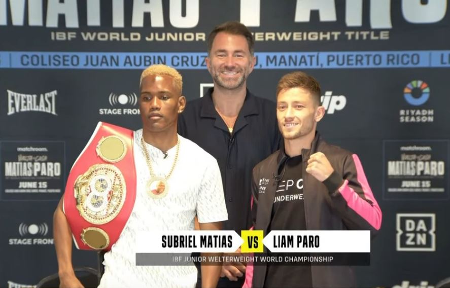 Subriel Matias and Liam Paro at fight press conference