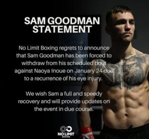 Sam Goodman Instagram post No Limit Boxing