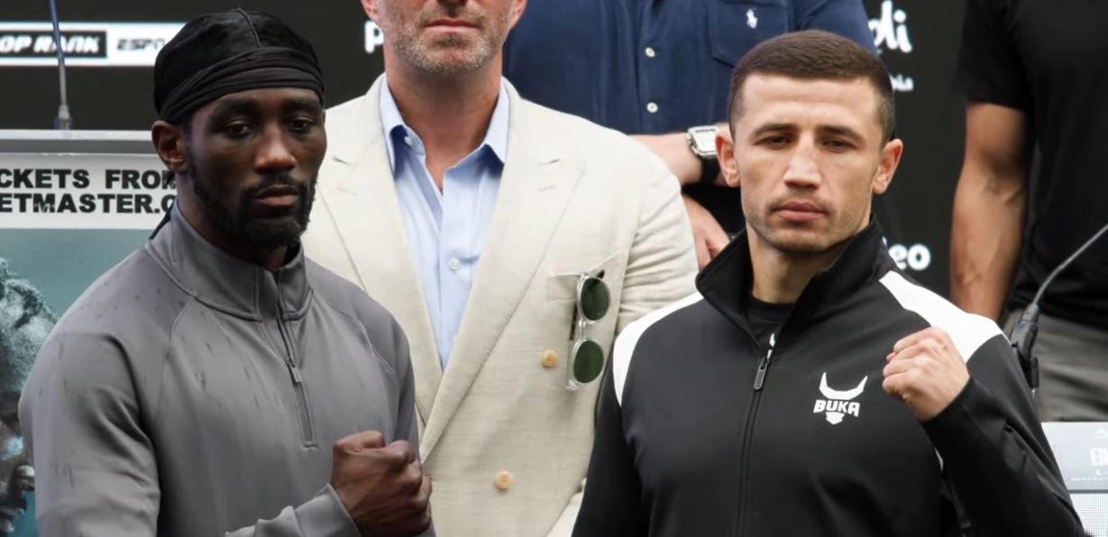 Terence Crawford and Israil Madrimov at final press conference in LA