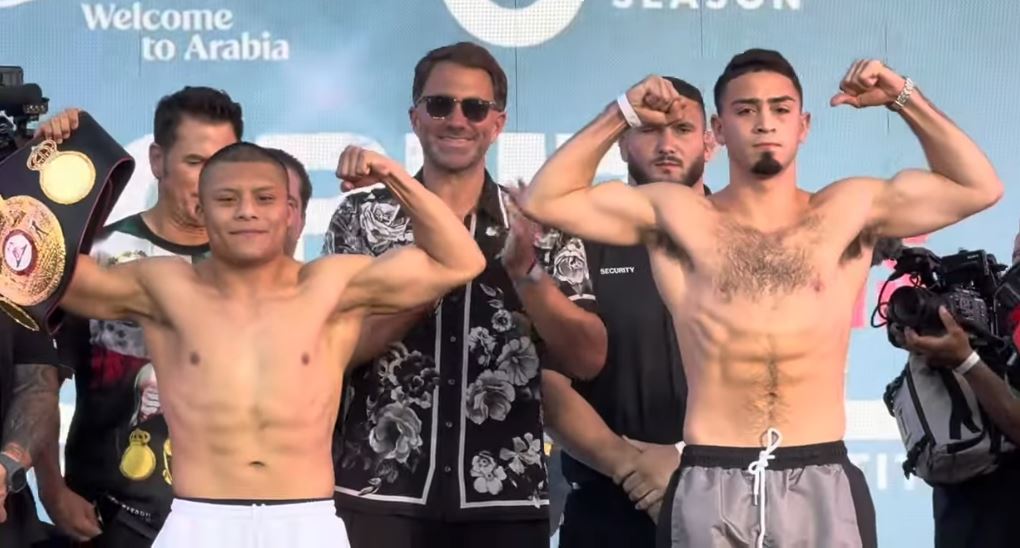 Isaac Pitbull Cruz an Jose Rayo Valenzuela weigh in